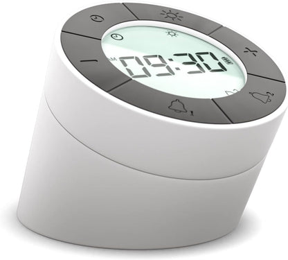Reloj despertador MikoDream digital reversible con luz nocturna para dormitorios (blanco)