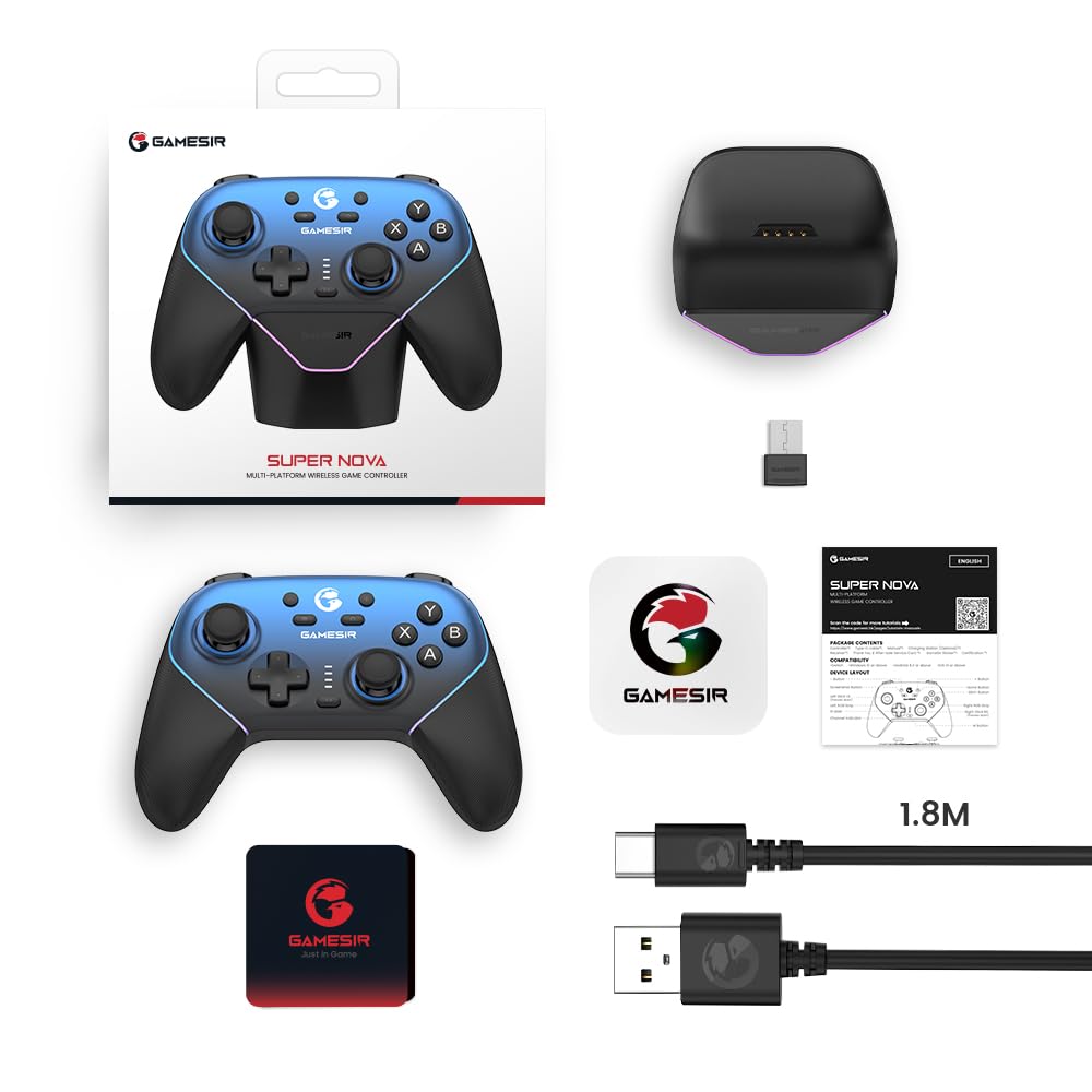 Control Inalámbrico GameSir Super Nova Azul – Bluetooth y RGB para PC, Switch, Android e iPhone