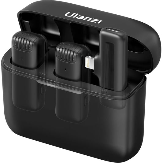 Micrófono Lavalier Inalámbrico Ulanzi J12 Negro Conexión Ligthning Iphone