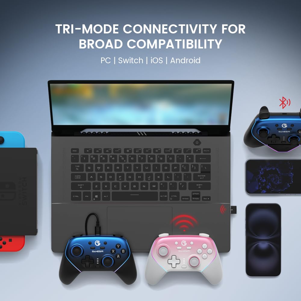 Control Inalámbrico GameSir Super Nova Azul – Bluetooth y RGB para PC, Switch, Android e iPhone
