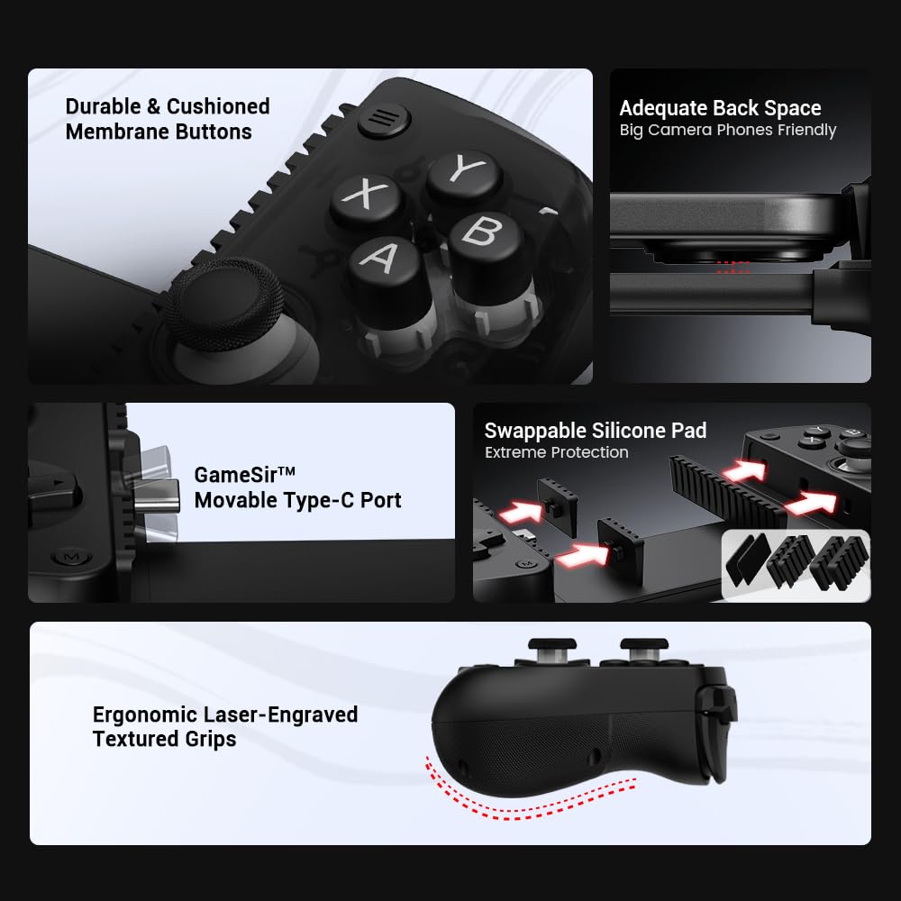 Control GameSir X5 Lite Negro – Controlador Móvil Tipo C para Gaming Profesional