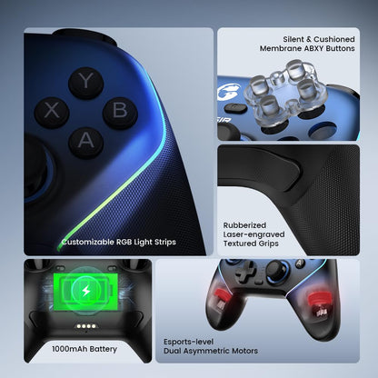 Control Inalámbrico GameSir Super Nova Azul – Bluetooth y RGB para PC, Switch, Android e iPhone