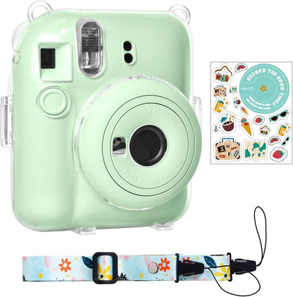 Protector Transparente Instax Mini 12 con Correa y Pegatina | Carcasa de Policarbonato D2