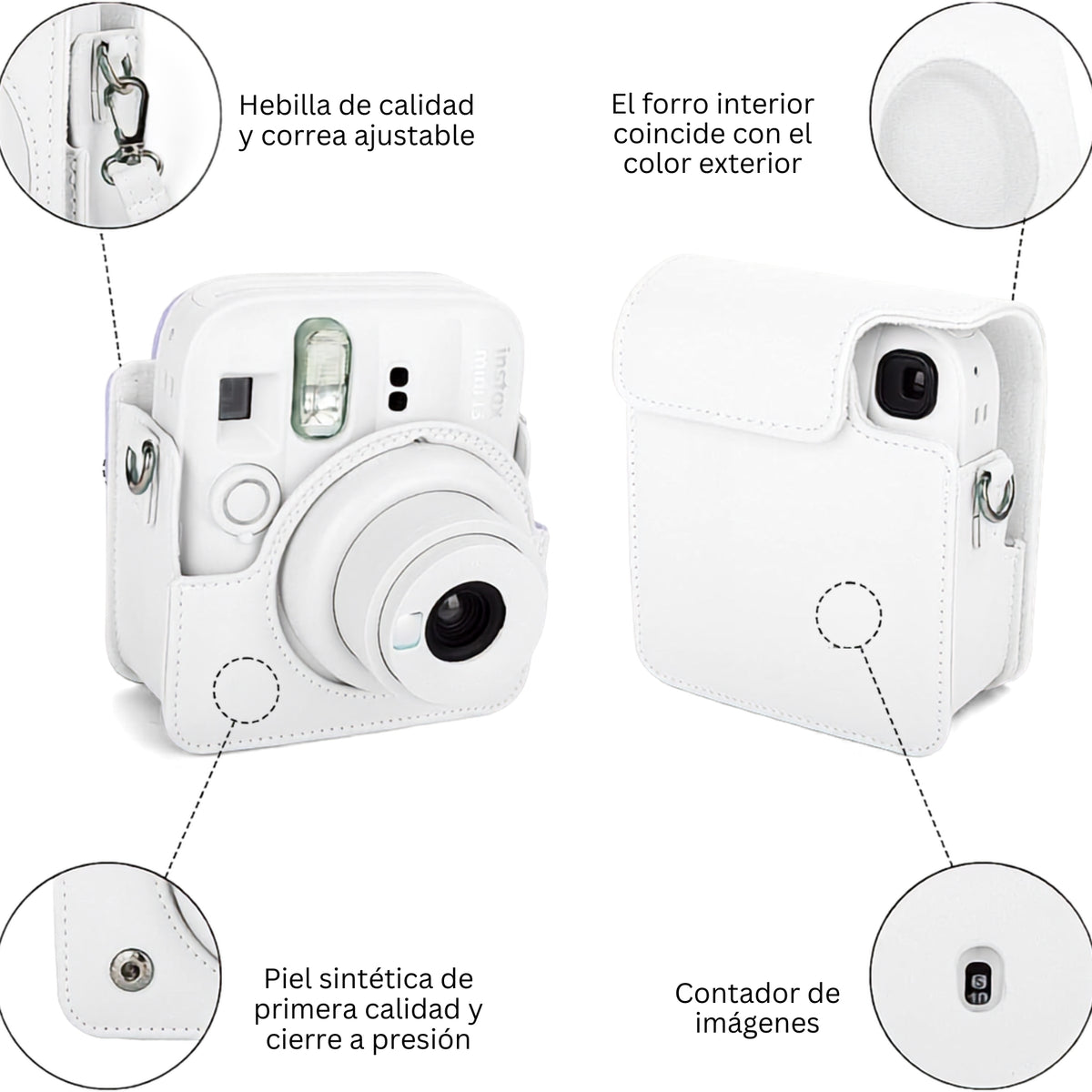 Combo Blanco Instax Mini 12 y Mini 13 Estuche + Álbum + Marcos