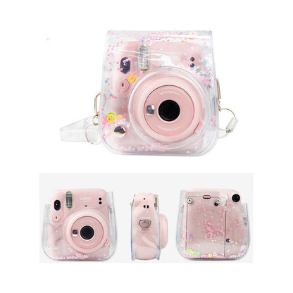 Estuche Instax Mini Transparente Estrellas Rosado