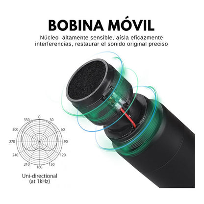Micrófono Inalámbrico Debra VP-01 – 50 m, 6.5 mm, Recargable