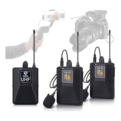 Micrófono Inalámbrico Debra UHF CM-02 Lavalier para Entrevistas DSLR Streaming Profesional