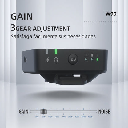 Micrófono Inalámbrico Lavalier W90 - Audio Profesional para Grabaciones, Videos y Podcasts