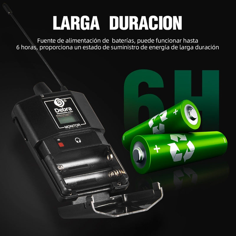 Sistema de Monitoreo inalambrico In-ear Debra  ER-102 Uhf Bluetooth 2 Receptores