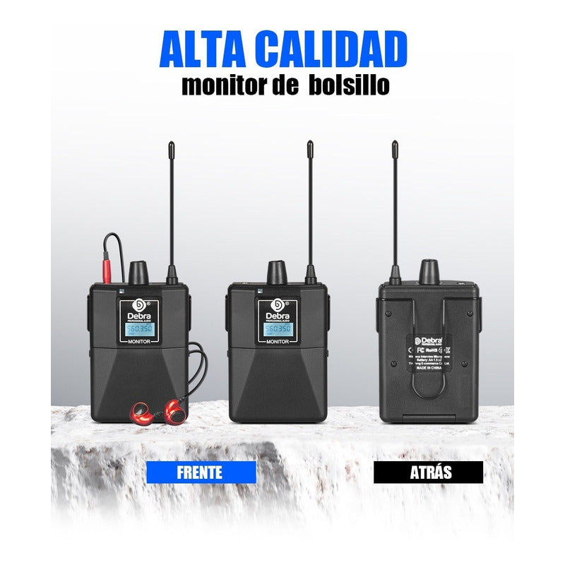 Sistema de Monitoreo inalambrico In-ear Debra  ER-202 Uhf Bluetooth + 4 Receptores