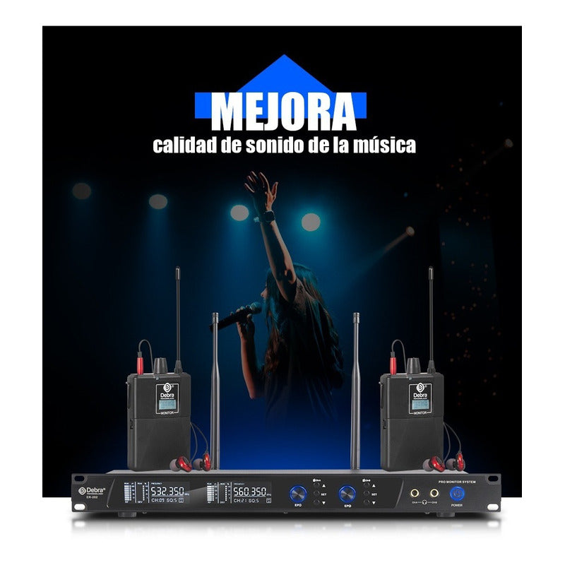 Sistema de Monitoreo inalambrico In-ear Debra  ER-202 Uhf Bluetooth + 4 Receptores