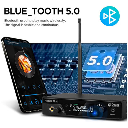 Sistema de Monitoreo In-ear ST102 – 24-bit Entradas XLR/6.5/3.5 y BT 5.0