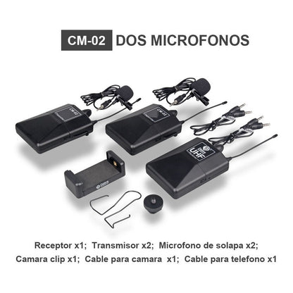 Micrófono Inalámbrico Debra UHF CM-02 Lavalier para Entrevistas DSLR Streaming Profesional