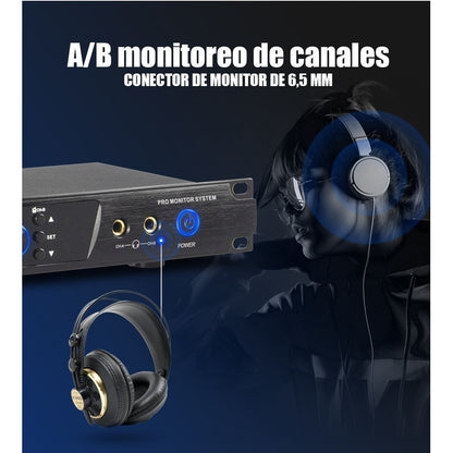 Sistema de Monitoreo inalambrico In-ear Debra  ER-202 Uhf Bluetooth + 4 Receptores