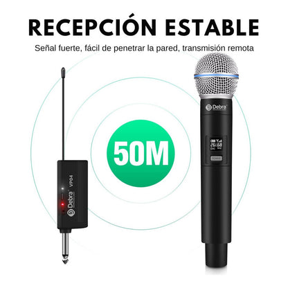 Micrófono Inalámbrico Debra VP-01 – 50 m, 6.5 mm, Recargable