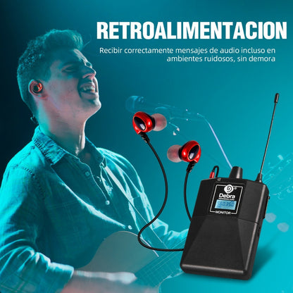 Sistema de Monitoreo inalambrico In-ear Debra  ER-102 Uhf Bluetooth 2 Receptores