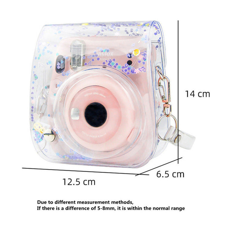 Estuche Instax Mini Transparente Estrellas Lila