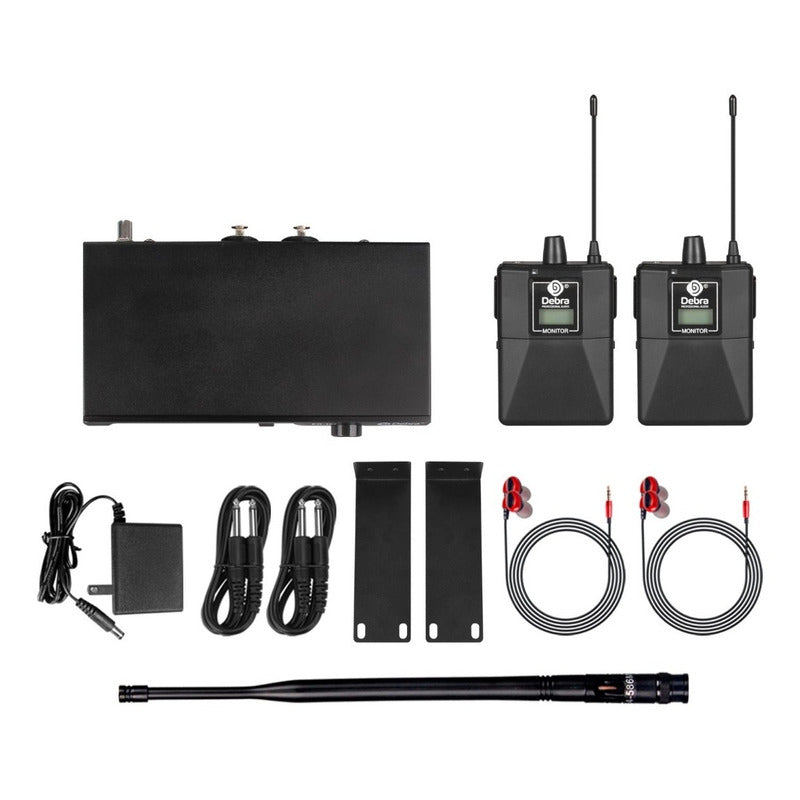 Sistema de Monitoreo inalambrico In-ear Debra  ER-102 Uhf Bluetooth 2 Receptores