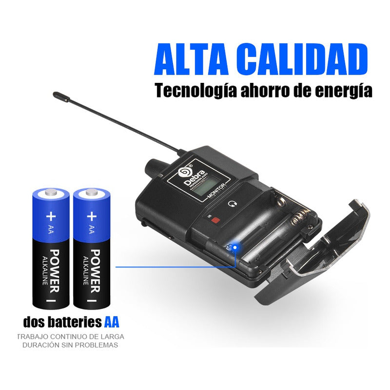 Sistema de Monitoreo inalambrico In-ear Debra  ER-202 Uhf Bluetooth + 4 Receptores