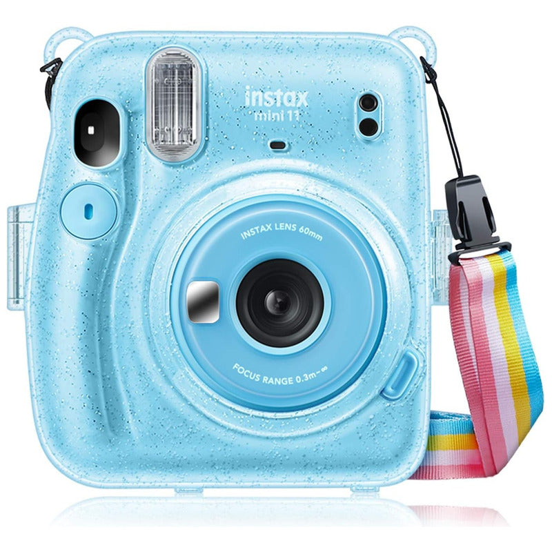 Protector Cámara Instax Mini 11 Escarchado | Con Correa Extraíble Azul