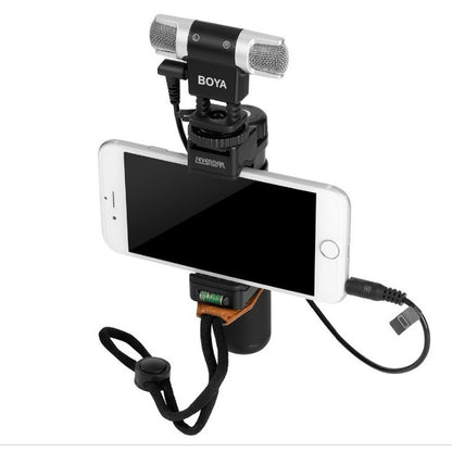 Micrófono Estéreo BOYA BY-MM3 Condensador Doble Cabeza para iPhone Android DSLR Streaming