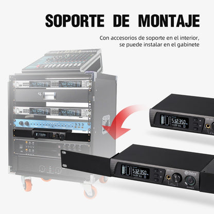 Sistema de Monitoreo inalambrico In-ear Debra  ER-102 Uhf Bluetooth 2 Receptores