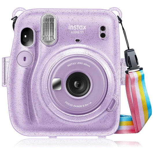 Protector Cámara Instax Mini 11 Escarchado | Con Correa Extraíble lila