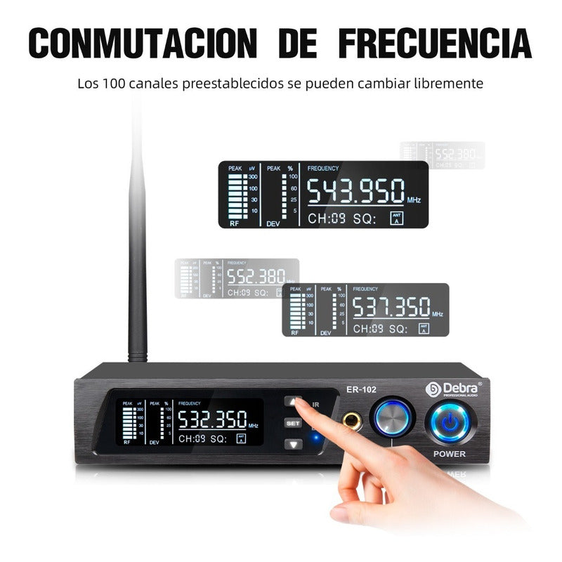 Sistema de Monitoreo inalambrico In-ear Debra  ER-102 Uhf Bluetooth 2 Receptores