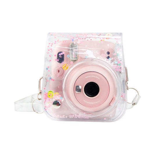 Estuche Instax Mini Transparente Estrellas Rosado