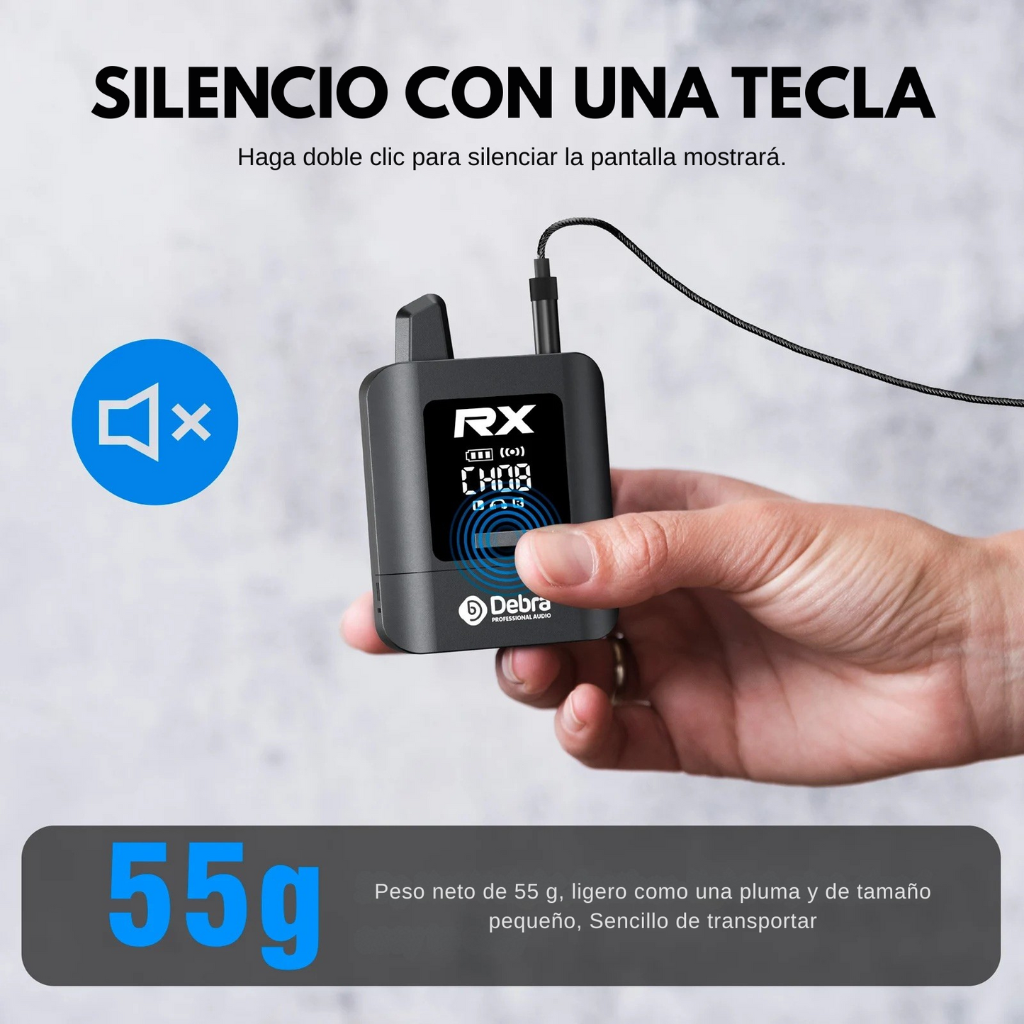 Sistema de Monitoreo Inalámbrico Intrauditivo Estéreo – 2.4G Digital, 50m Alcance, Batería Recargable, 10h Duración