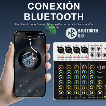 Consola Mezcladora Debra V8 8 Canales con Ecualizador - DJ Home Studio Grabación Streaming