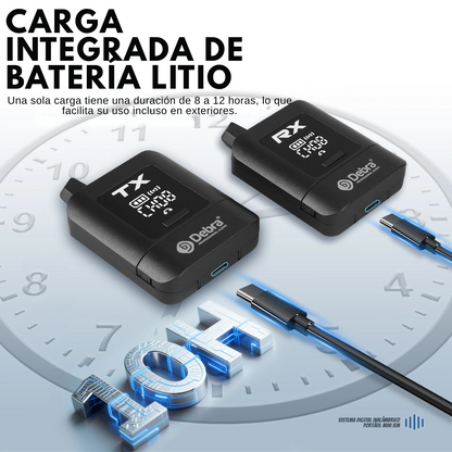 Sistema de Monitoreo Inalámbrico Intrauditivo Estéreo – 2.4G Digital, 50m Alcance, Batería Recargable, 10h Duración