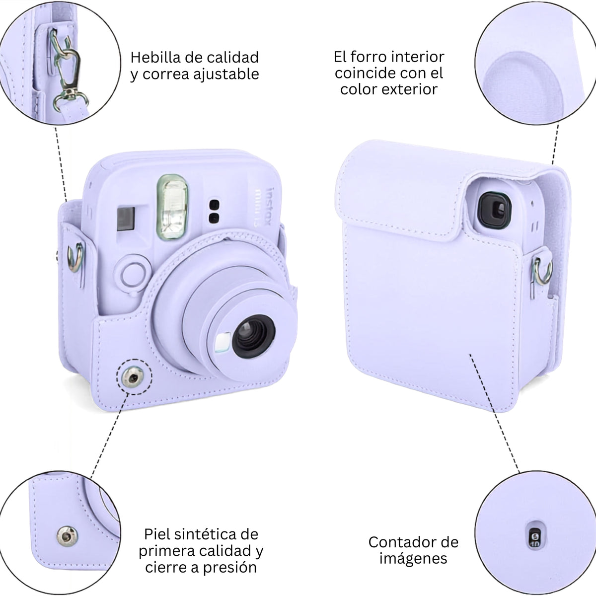 Combo Lila Instax Mini 12 Y Mini 13 Estuche + Álbum + Marcos