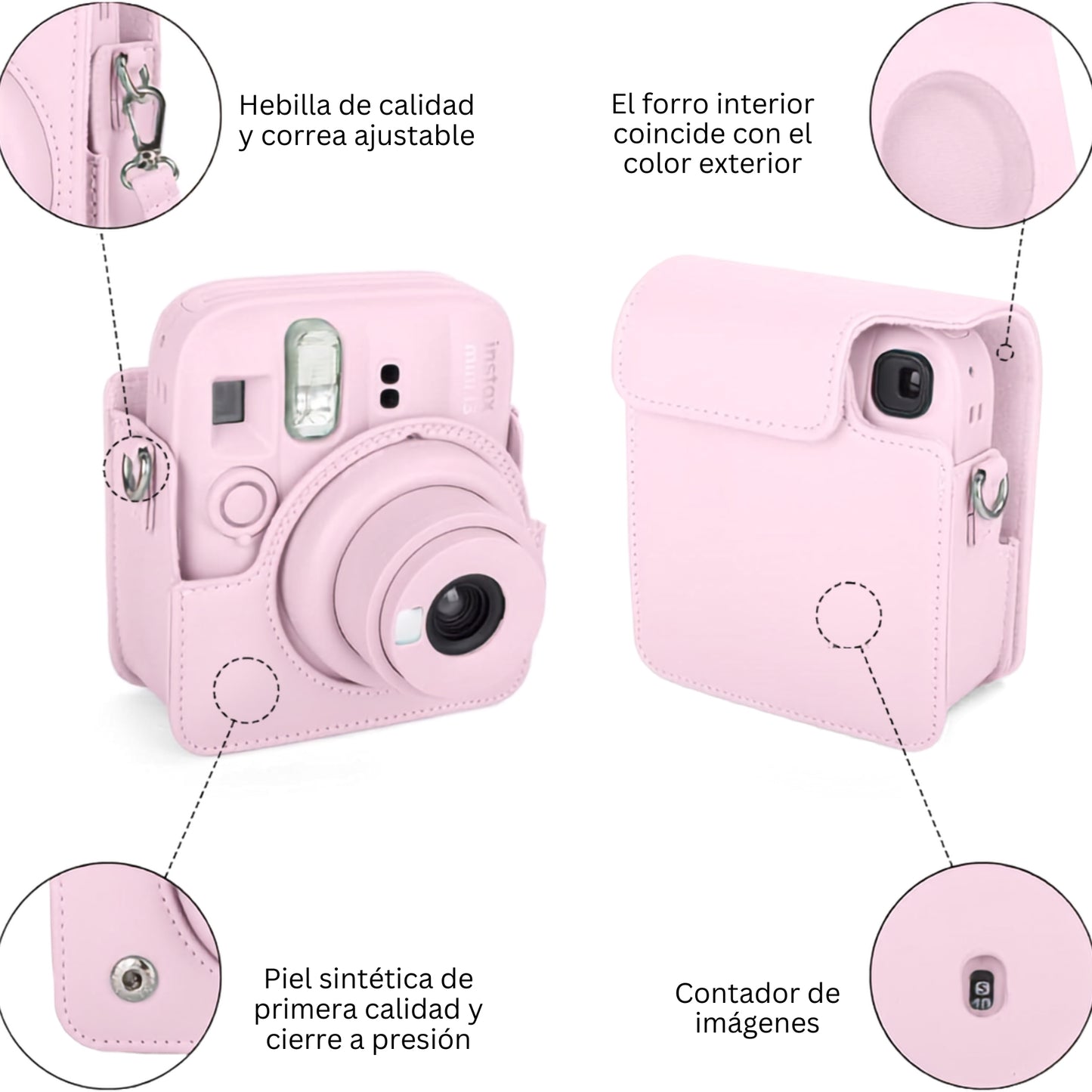 Estuche Camara Instax Mini 12 Y Mini 13 Rosado