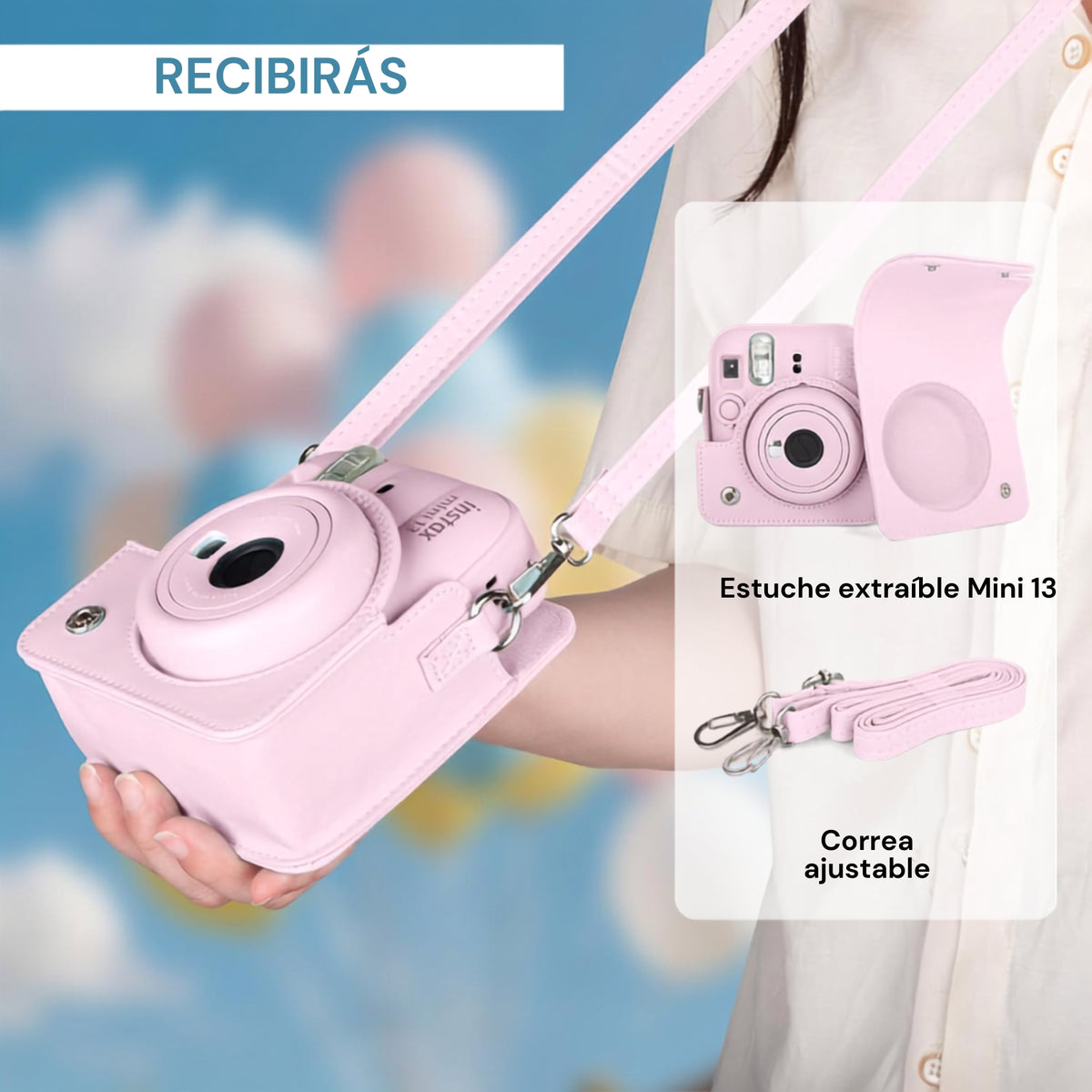Estuche Camara Instax Mini 12 Y Mini 13 Rosado